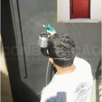 Pintura de portão social com tinta automotiva PU preto fosco. Bairro Brooklin Paulista- SP